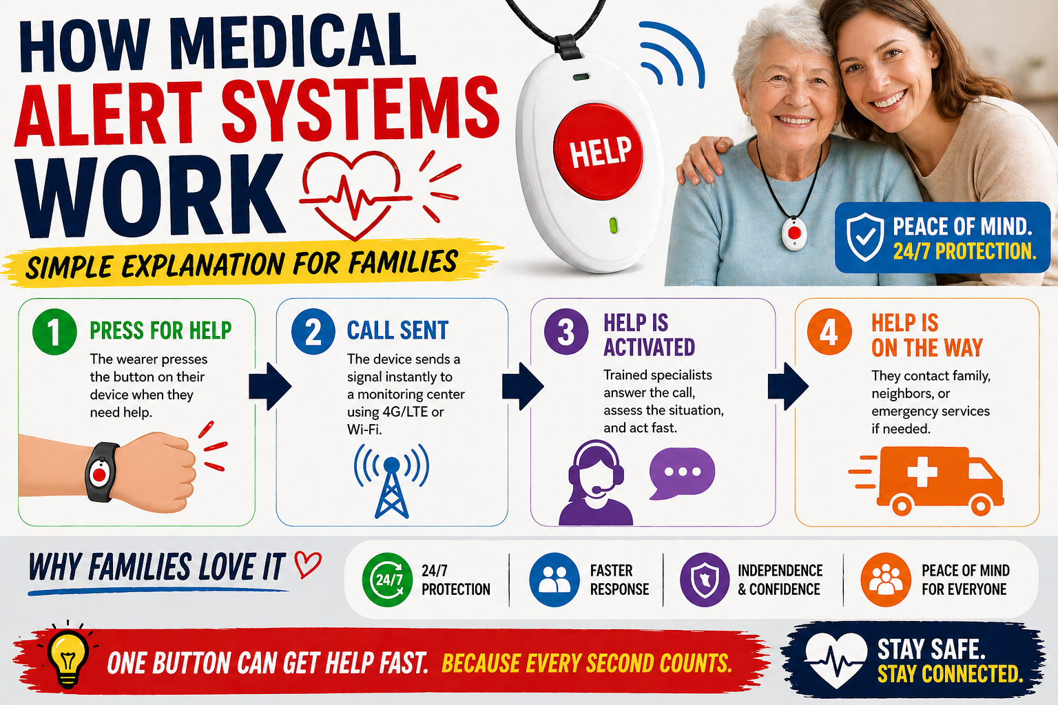How Medical Alert Systems Work (Simple Explanation for Families)