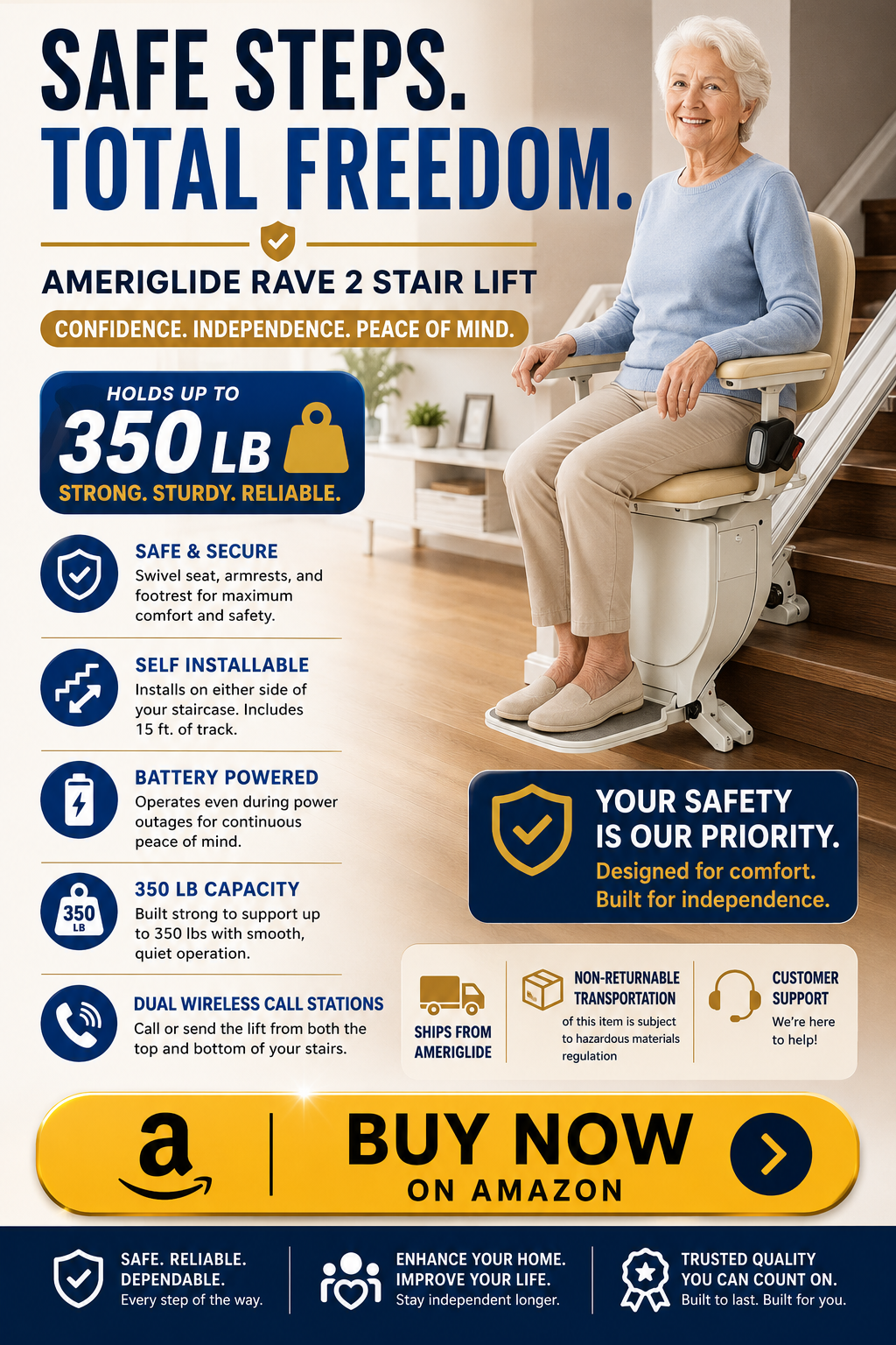 AmeriGlide Rave 2 Stair Lift Review — Is It Worth It? on Amazon for seniors