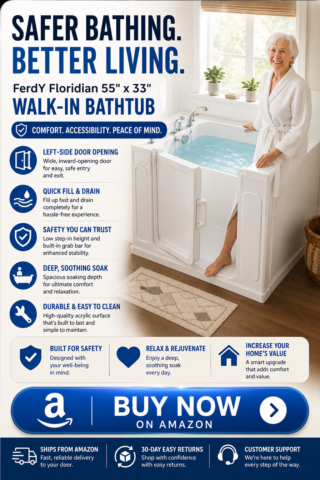 Walk-In Bathtub Review — Is It Right for Your Home? on Amazon for elderly
