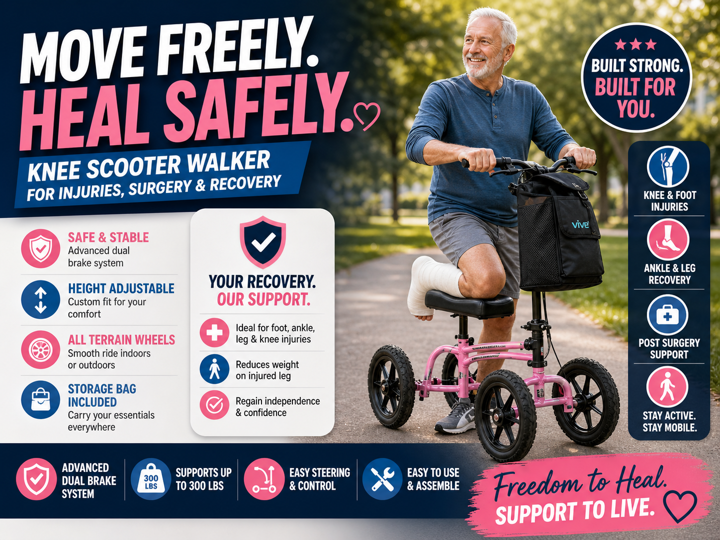 Best Knee Scooter for Seniors — Vive Mobility All-Terrain Review