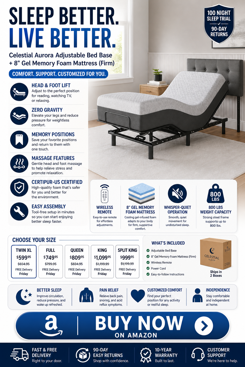 The Best Adjustable Bed for Seniors on Amazon