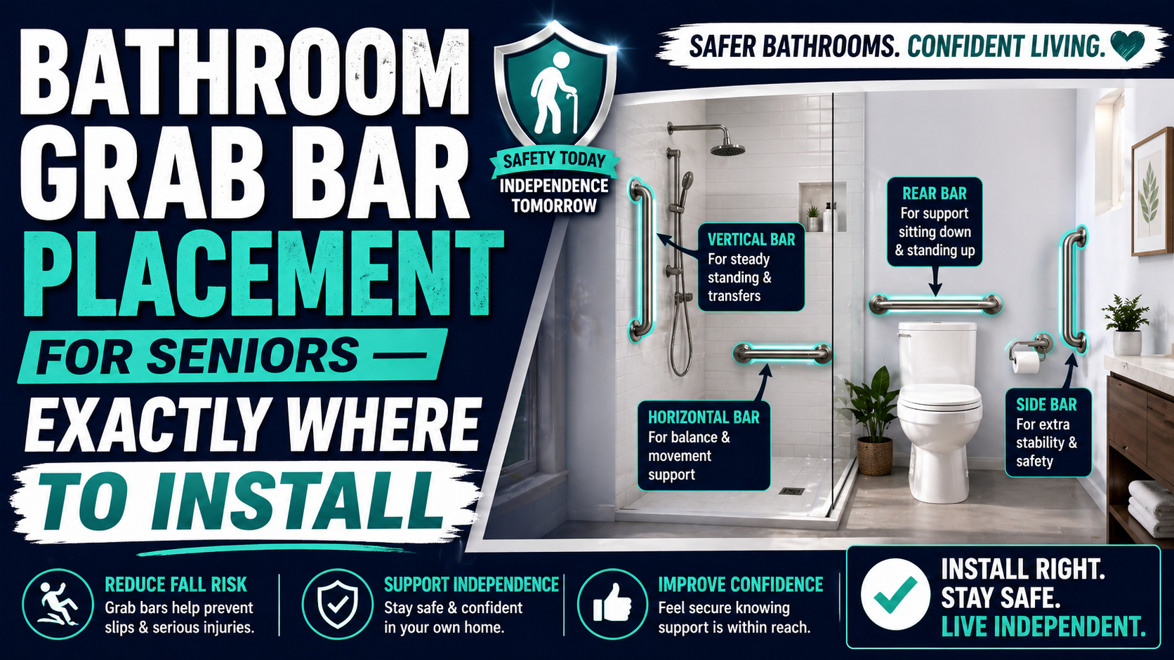 Bathroom Grab Bar Placement for Seniors — Where to Install