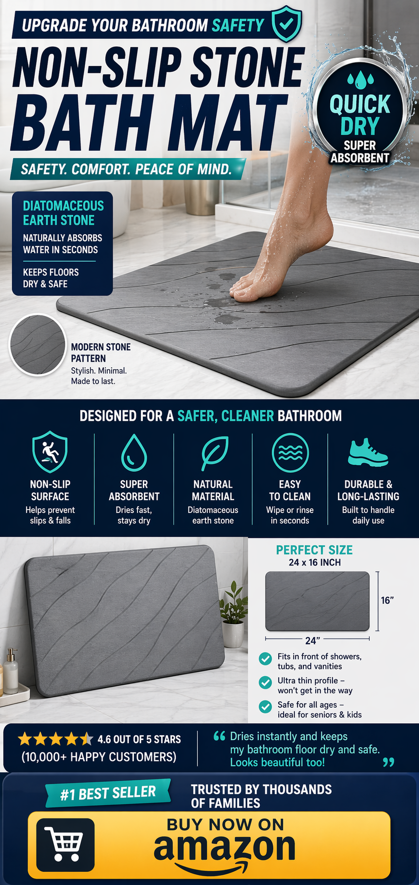 Non slip bath mat on Amazon 