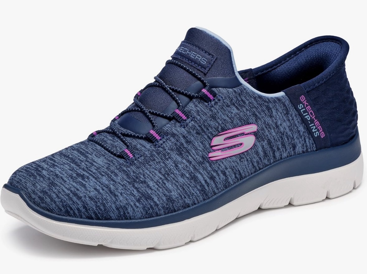 Elderly women slip on shoes 
