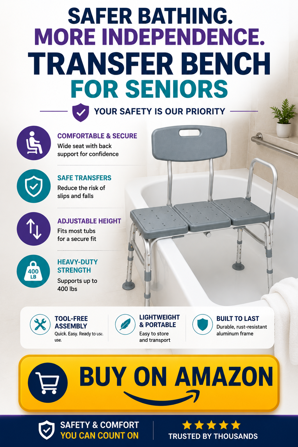 Senior transfer bench from Amazon 